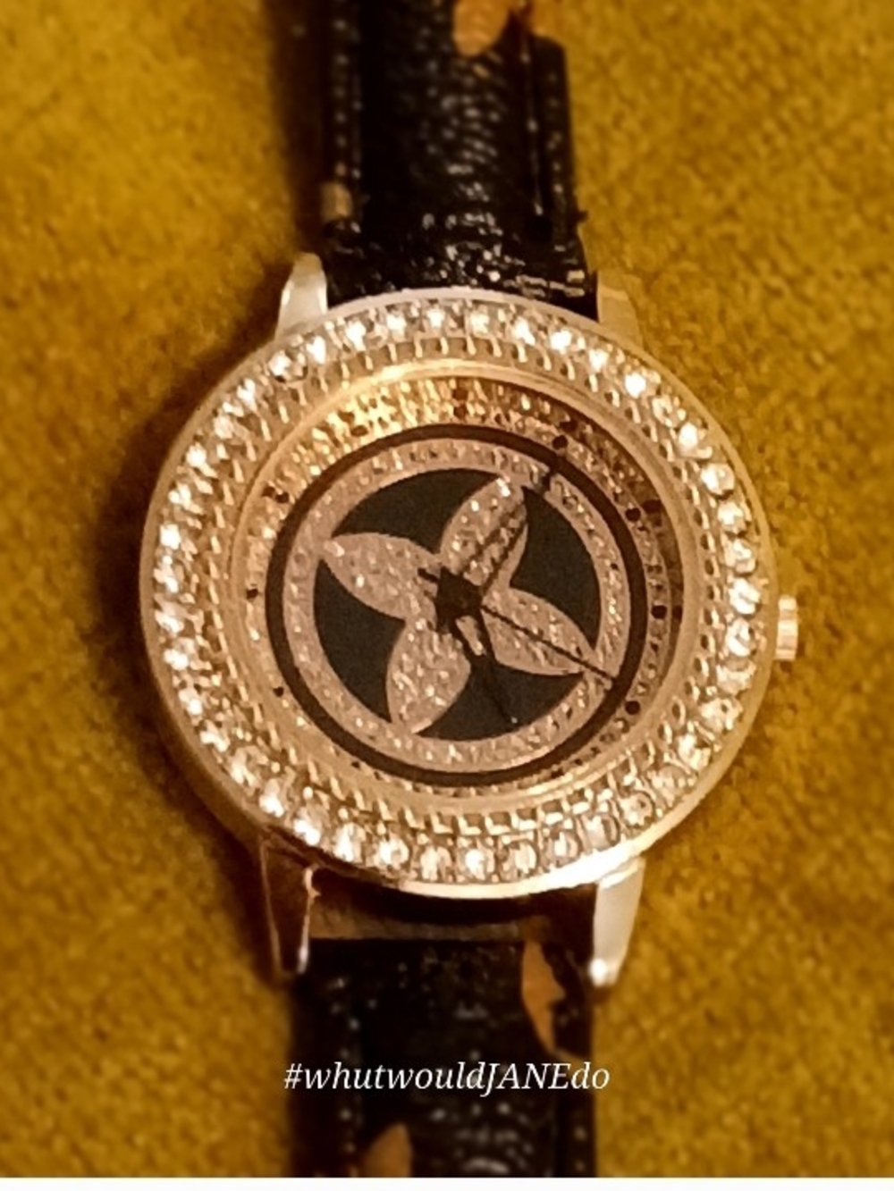 Designer Style Gold-Tone Crystal Accents Watch NEW